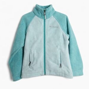 Columbia Fleece Jacket Girls 4/5 Teal Zip Up Lightweight